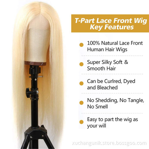 613 Blond Lace Front Human Hair Wigs For Black Women Brazilian Virgin Cuticle Aligned Hair Wig Unprocessed Transparent Lace Wig